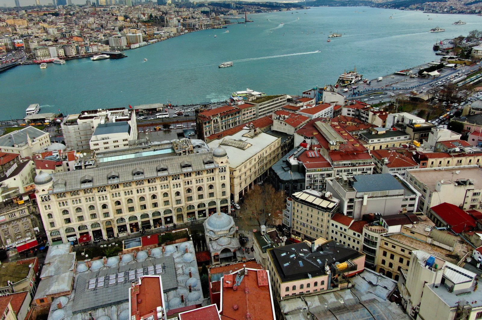 An aerial view of Sansaryan Han, in Istanbul, Türkiye, Jan. 21, 2020. (İHA Photo) 