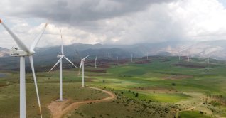 Wind turbines are seen in the Yahyalı district of Kayseri province, central Türkiye, June 9, 2022. (AA Photo)