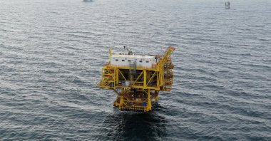 A view of an offshore platform that is part of the Silivri Natural Gas Storage Facility off Istanbul's Silivri district, Türkiye, Dec. 15, 2022. (AA Photo)