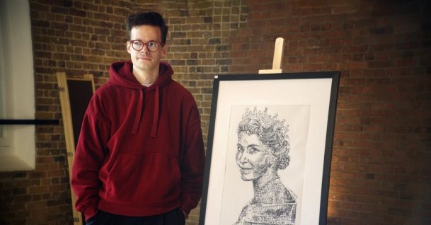 James Cook is an artist who creates works using typewriters for the love of the technology, London, U.K., Dec. 8, 2022. (dpa Photo)