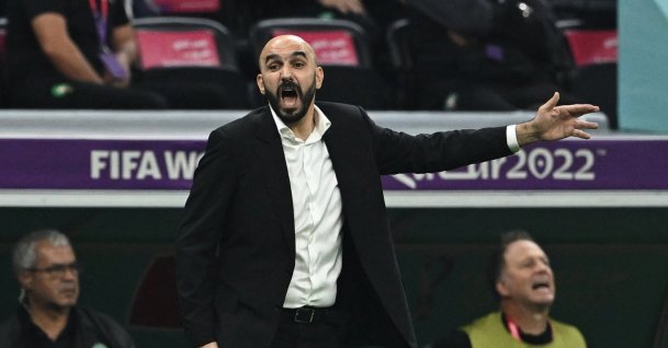 Morocco coach Walid Regragui during FIFA World Cup Qatar 2022, semifinal match between France and Morocco at the Al Bayt Stadium, Al Khor, Qatar, Dec. 14, 2022. (Reuters Photo)