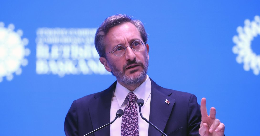 Communications Director Fahrettin Altun speaks at the Türkiye National Branding Forum in Istanbul, Türkiye, Dec. 16, 2022. (AA Photo)