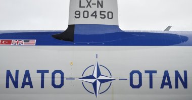 A view of the Boeing AWACS reconnaissance plane during a ceremony over the signing of a contract between NATO and Boeing, on upgrades to the alliance's fleet, at Melsbroek Air Base in Brussels, Belgium, Nov. 27, 2019. (Reuters File Photo)