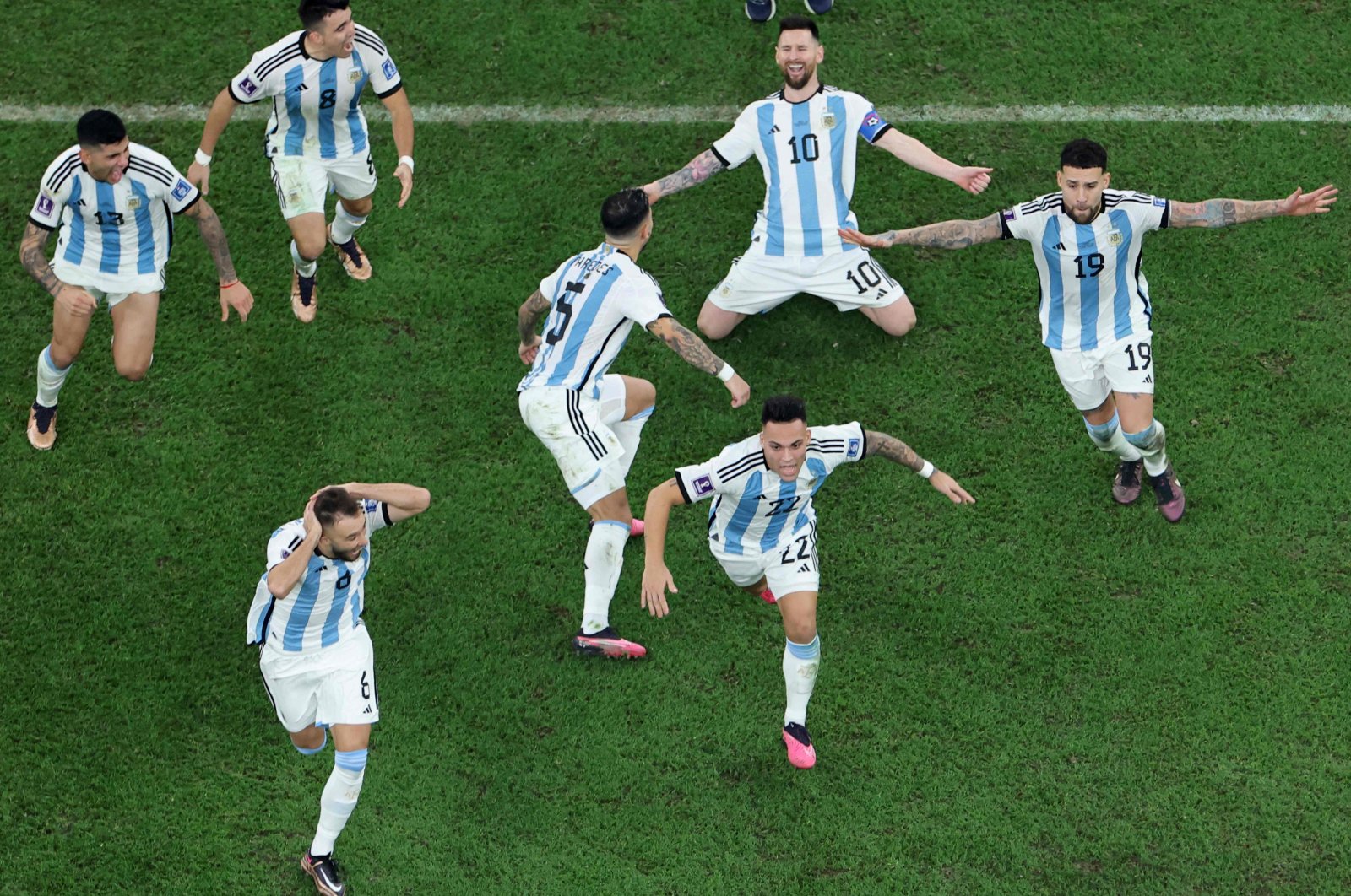 Argentina&#039;s Lionel Messi (2nd R) and teammates celebrate winning the Qatar 2022 World Cup final over France, Doha, Qatar, Dec. 18, 2022. (AFP Photo)