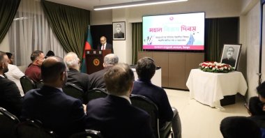 Bangladesh&#039;s Consul General in Istanbul Mohammad Noore-Alam speaks on the occasion of Victory Day, Dec. 16, 2022. (Courtesy of the Bangladeshi consulate)