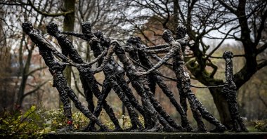 The National Monument to Slavery stands in the Oosterpark, Amsterdam, the Netherlands, Dec. 2, 2022. (EPA Photo)