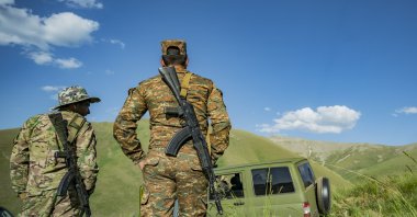 Armenian soldiers patrolling the mountains near the frontier with Azerbaijan in the Gegharkunik valley, June 15, 2021. (Reuters File Photo)