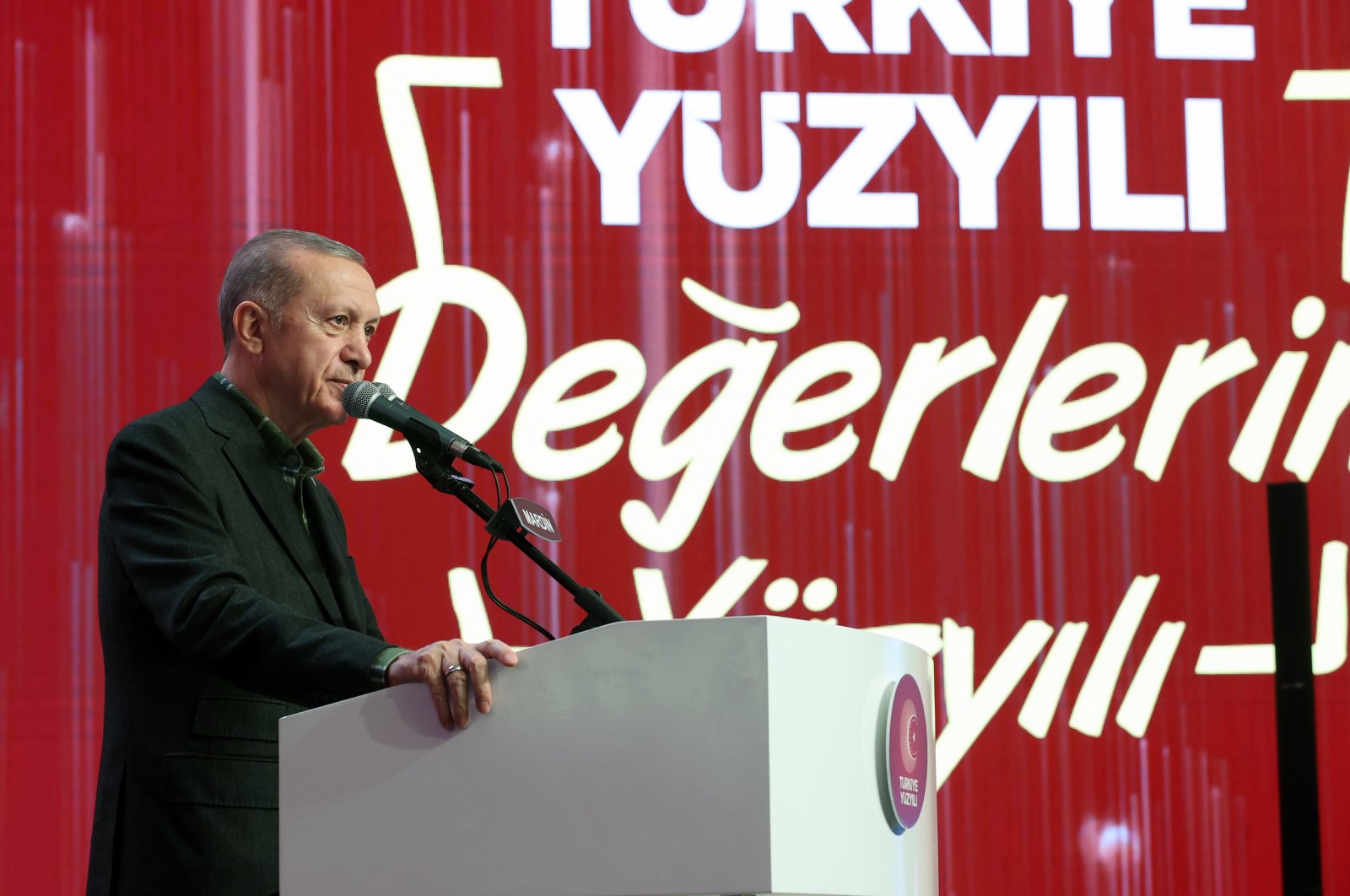 President Recep Tayyip Erdoğan speaks at a program in southeastern Mardin province, Türkiye, Dec. 17, 2022 (AA Photo)