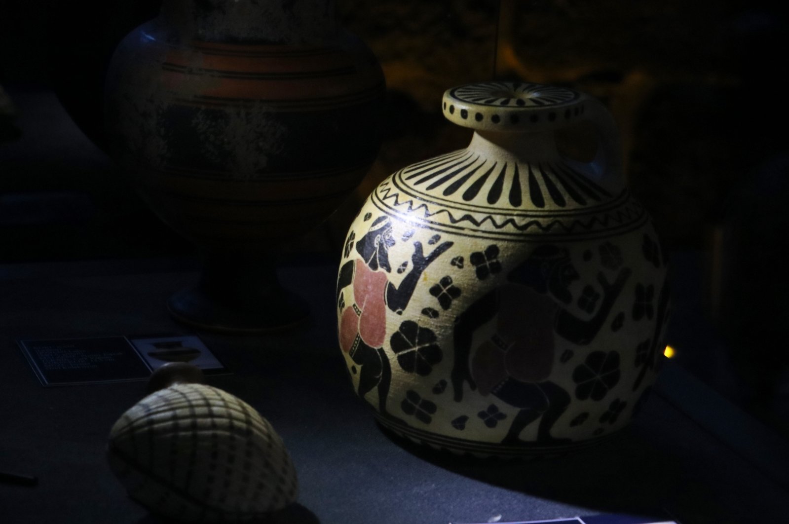 A 3,200 years old perfume produced from plants generally found in upper Mesopotamia displayed in the exhibition held at the historic Church of St. George, Diyarbakır, Türkiye, Dec. 18, 2022. (DHA Photo)
