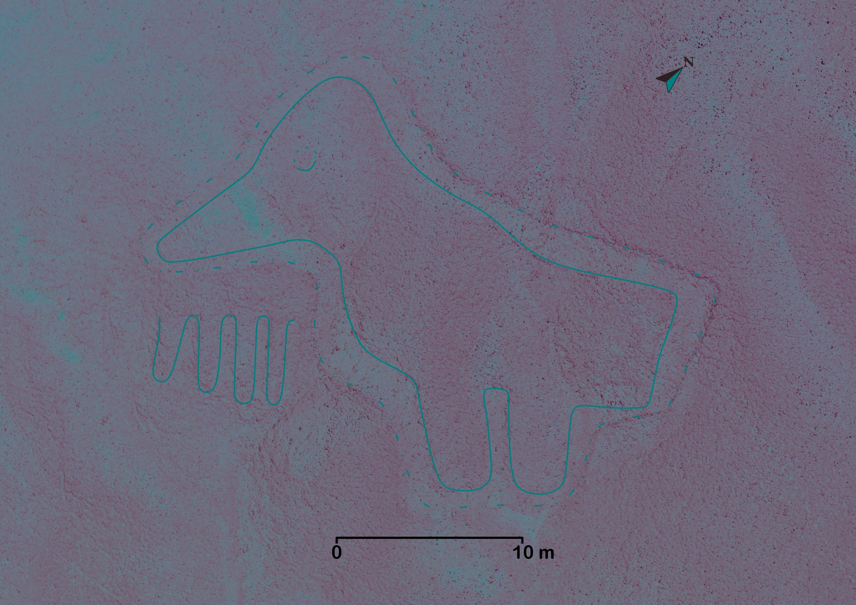 Pandangan umum menunjukkan salah satu gambar garis Nazca yang ditemukan di dataran Nazca, pantai Pasifik selatan, Peru, 19 Desember 2022. (Foto Reuters)