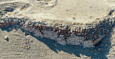 The archaelogical remains in the ruins of Körzüt Castle, in Van, Türkiye, Dec. 18, 2022. (AA Photo)