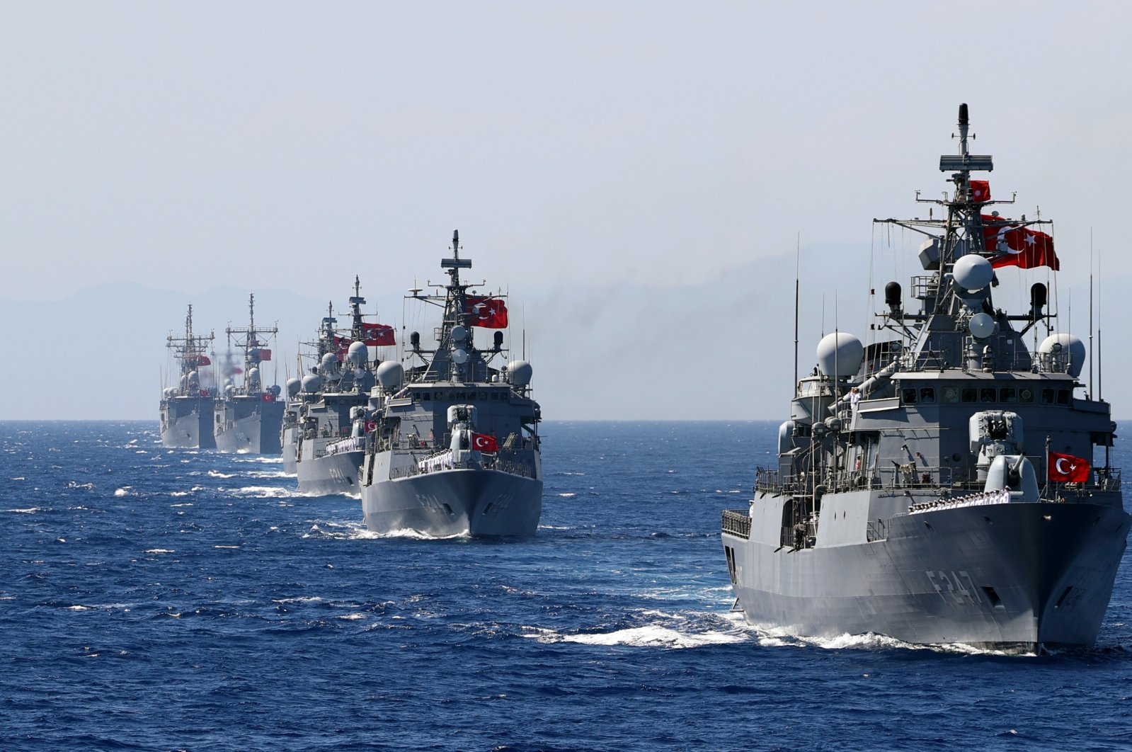 A view from Turkish navy drill in the Aegean Sea, June 8, 2021. (AA Photo)