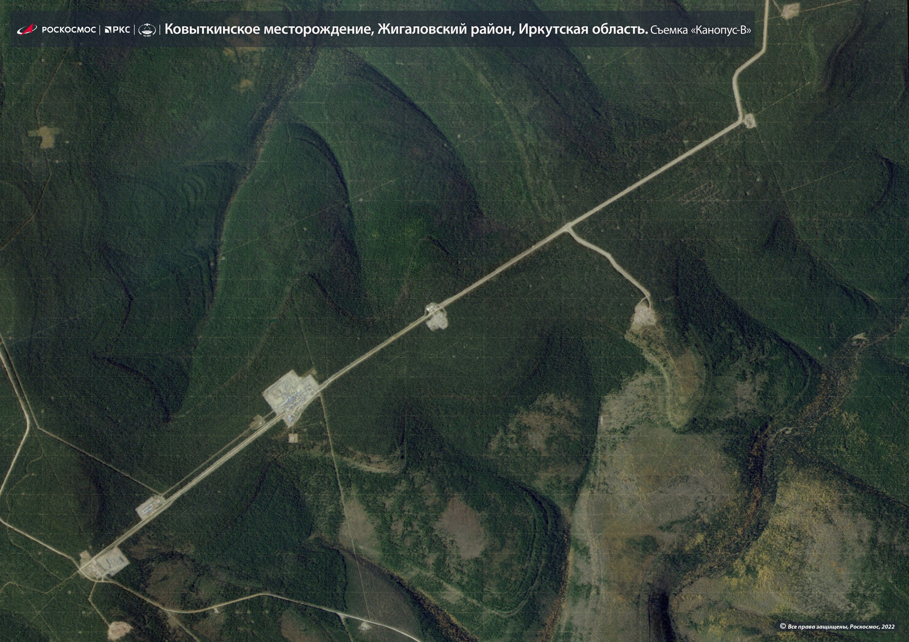 Gambar satelit menunjukkan ladang gas Kovykta di wilayah Irkutsk, Rusia, 22 Juli 2022. (Foto Reuters)