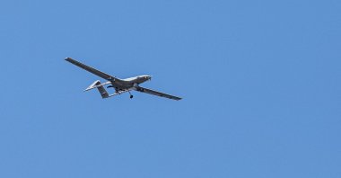 A Bayraktar TB2 unmanned combat aerial vehicle is seen during a demonstration flight at the Teknofest aerospace and technology festival in Baku, Azerbaijan, May 27, 2022. (Reuters Photo)