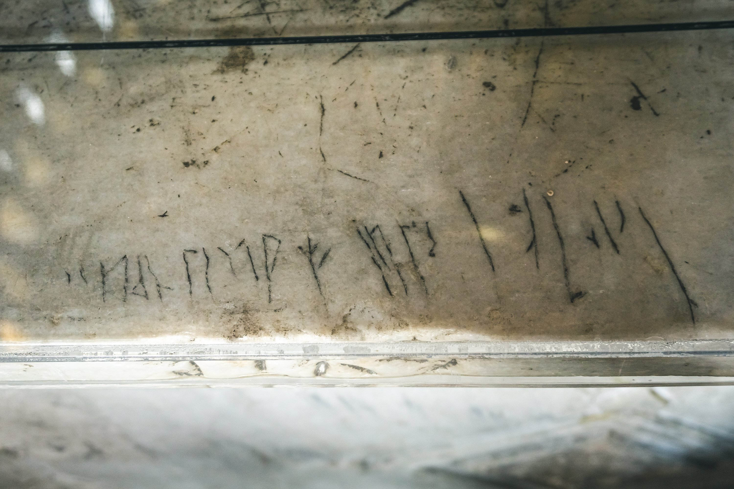 A Viking inscription on a marble inside the Hagia Sophia reads 'Halfdan was here,' Istanbul, Türkiye, Sept. 3, 2019. (Shutterstock Photo)