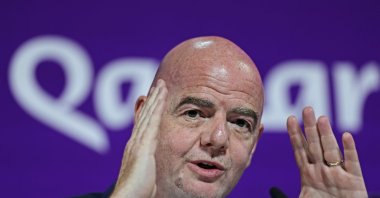 FIFA President Gianni Infantino speaks during a news conference ahead of the third place and final matches of the FIFA World Cup Qatar 2022 at the Main Media Center, Doha, Qatar, Dec. 16, 2022. (Getty Images Photo)