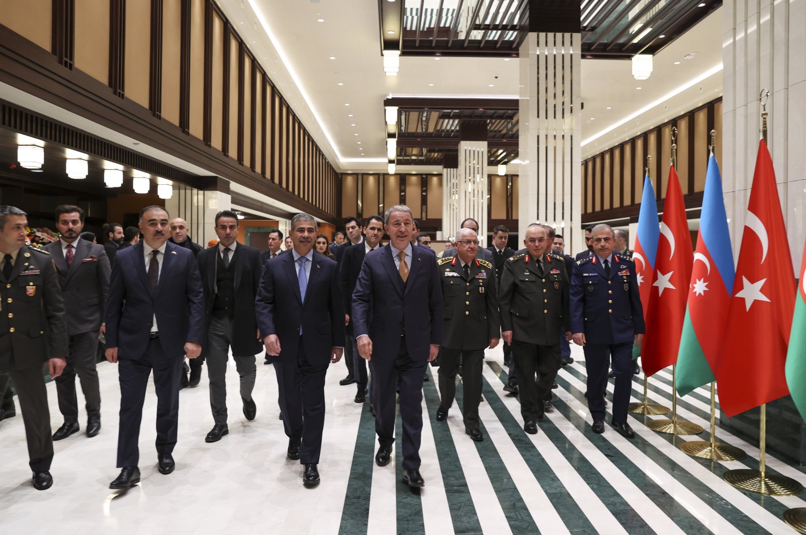 Defense Minister Hulusi Akar (C) attends an event held by the Azerbaijan Embassy in Ankara, Tükiye, Dec. 22, 2022. (AA Photo)
