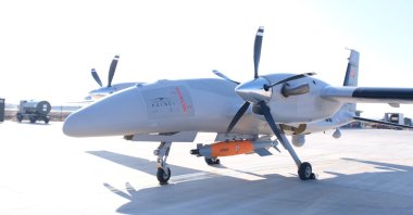The new generation guidance kit Gökçe is seen integrated on an Akıncı UCAV at Baykar&#039;s flight training and test center in the Çorlu district of Tekirdağ province, northwestern Türkiye, Dec. 22, 2023. (DHA Photo)