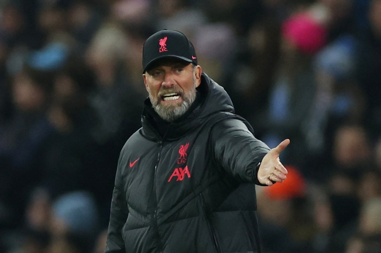 Liverpool manager Juergen Klopp reacts during Carabao Cup match Round of 16 between Manchester City and Liverpool at the Etihad Stadium, Manchester, U.K., Dec 22, 2022. (Reuters Photo)