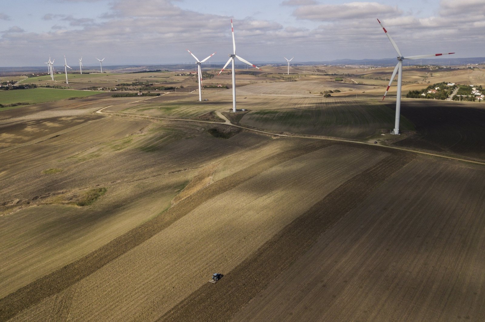 Wind turbines are seen in the countryside of Istanbul, Türkiye, Oct. 22, 2020. (EPA Photo)