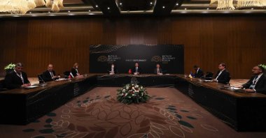 Turkish, Russian and Ukrainian foreign ministers hold a trilateral meeting in Antalya, Türkiye, March 10, 2022. (AA Photo)