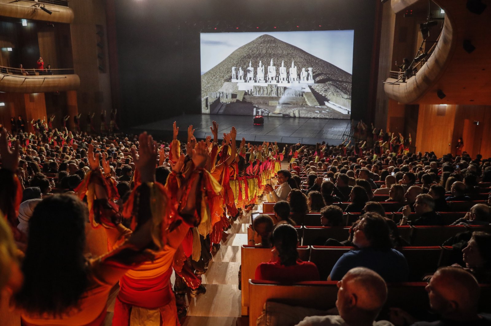 The dance troupe &quot;Fire of Anatolia&quot; during their 24th-anniversary show in the Atatürk Cultural Center, Istanbul, Türkiye, Dec. 24, 2022. (Photo by Betül Tilmaç)