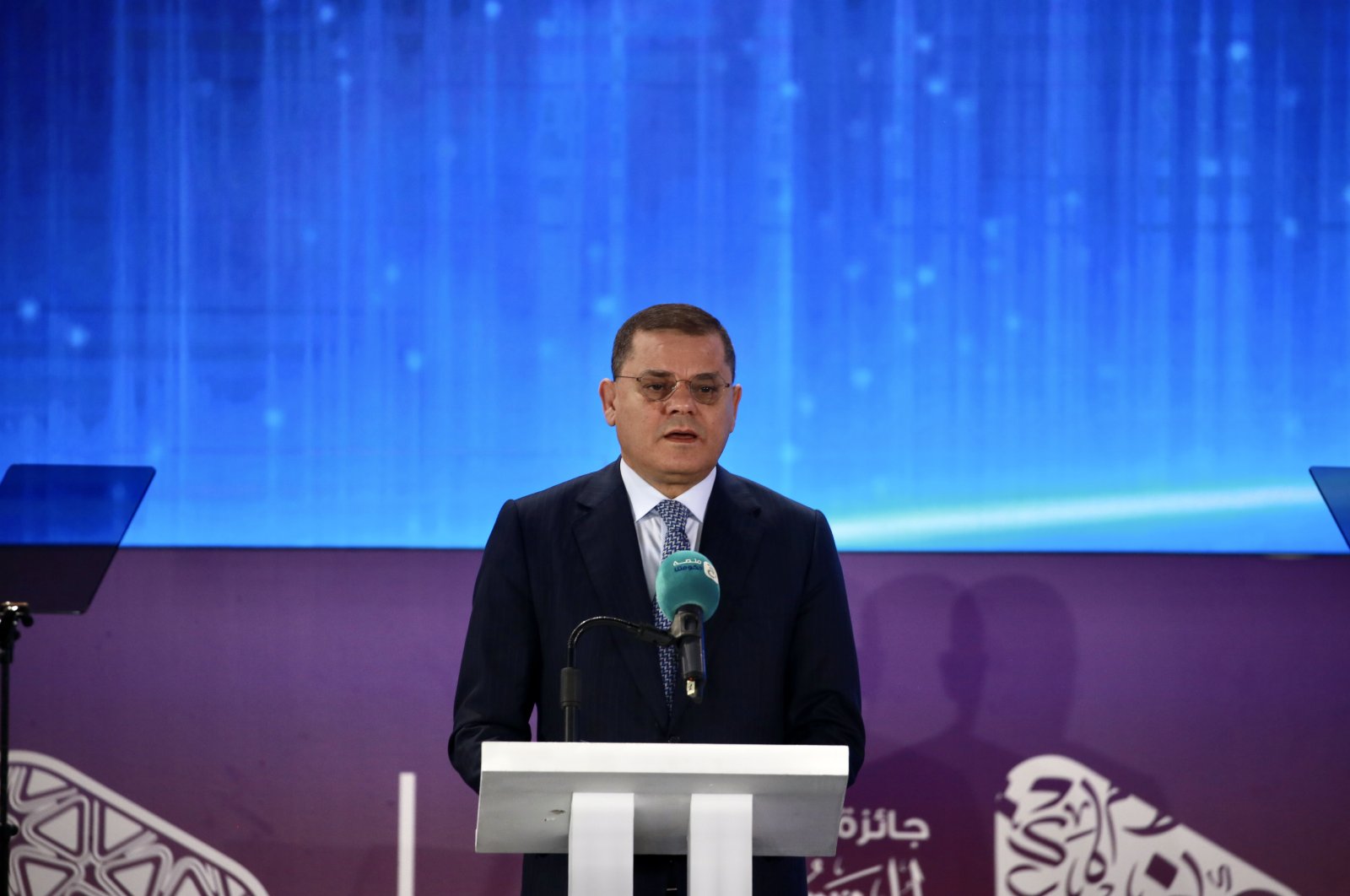 Libyan Prime Minister Abdul Hamid Dbeibah delivers the opening speech at the Forum of Tripoli for Government Communication in the capital, Tripoli, Libya, Dec. 23, 2022. (AA Photo)
