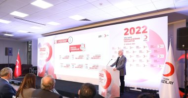 Turkish Red Crescent (Kızılay) President Kerem Kınık speaks at the news conference, in Istanbul, Türkiye, Dec. 27, 2022. (Courtesy of Turkish Red Crescent)