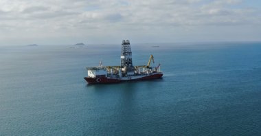 Türkiye's Fatih drilling ship is seen off the shores of Istanbul, Türkiye, April 9, 2020. (DHA Photo)
