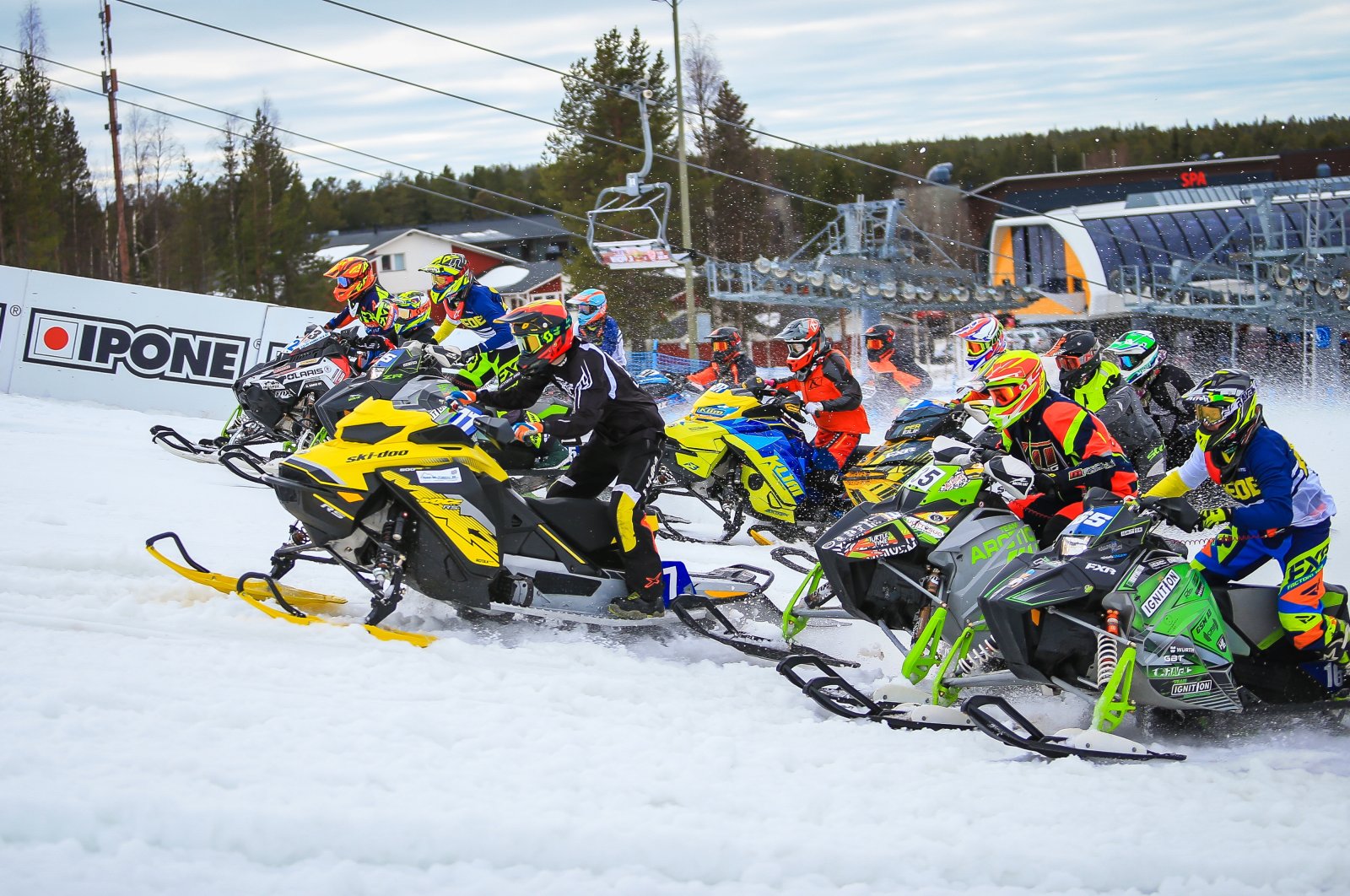 Racers compete at the SNX Finland snowcross event, Kittila, Finland, May 3, 2018. (Courtesy of SNX Photos)