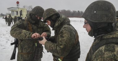 Mobilized servicemen attend combat training in Noginsk, outside Moscow, Russia, Dec. 13, 2022. (EPA Photo)