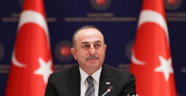 Foreign Minister Mevlüt Çavuşoğlu speaks at a press briefing in the capital Ankara, Türkiye, Dec. 29, 2022 (AA Photo)