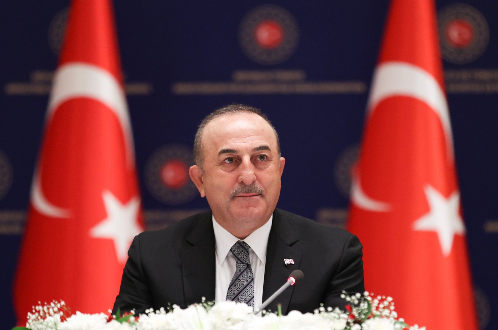 Foreign Minister Mevlüt Çavuşoğlu speaks at a press briefing in the capital Ankara, Türkiye, Dec. 29, 2022 (AA Photo)