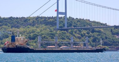Russian-flagged bulk carrier Matros Pozynich sails in the Bosporus, on its way to the Mediterranean Sea, in Istanbul, Türkiye, May 22, 2022. (Reuters Photo)