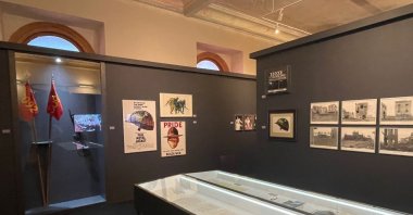 The section for "Full Metal Jacket" at the Istanbul Cinema Museum, Türkiye, Sept. 30, 2022. (DHA Photo)