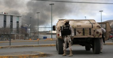 Members of the Mexican Army guard the area outside a prison where an armed attack took place, in Ciudad Juarez, Mexico, Jan. 1, 2023. (EPA Photo)