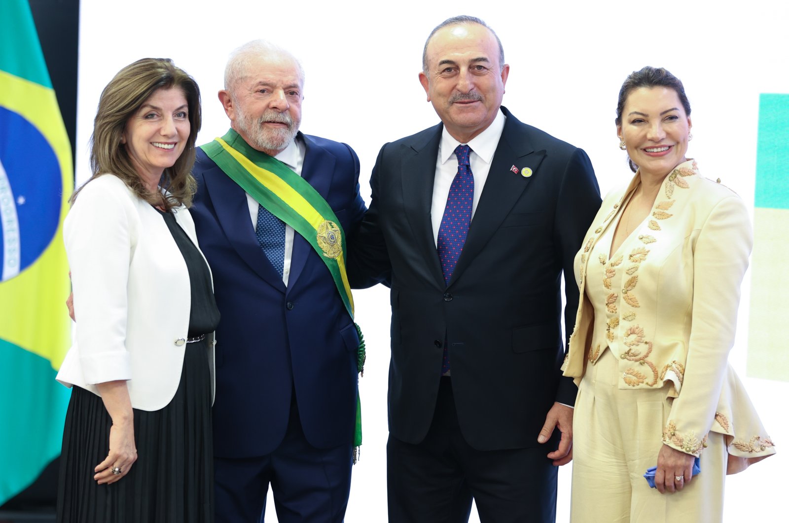 Foreign Minister Mevlüt Çavuşoğlu is seen with Brazilian President Luiz Inácio Lula da Silva at the swearing-in ceremony in the capital Brasilia, Brazil, Jan. 2, 2022 (AA Photo)