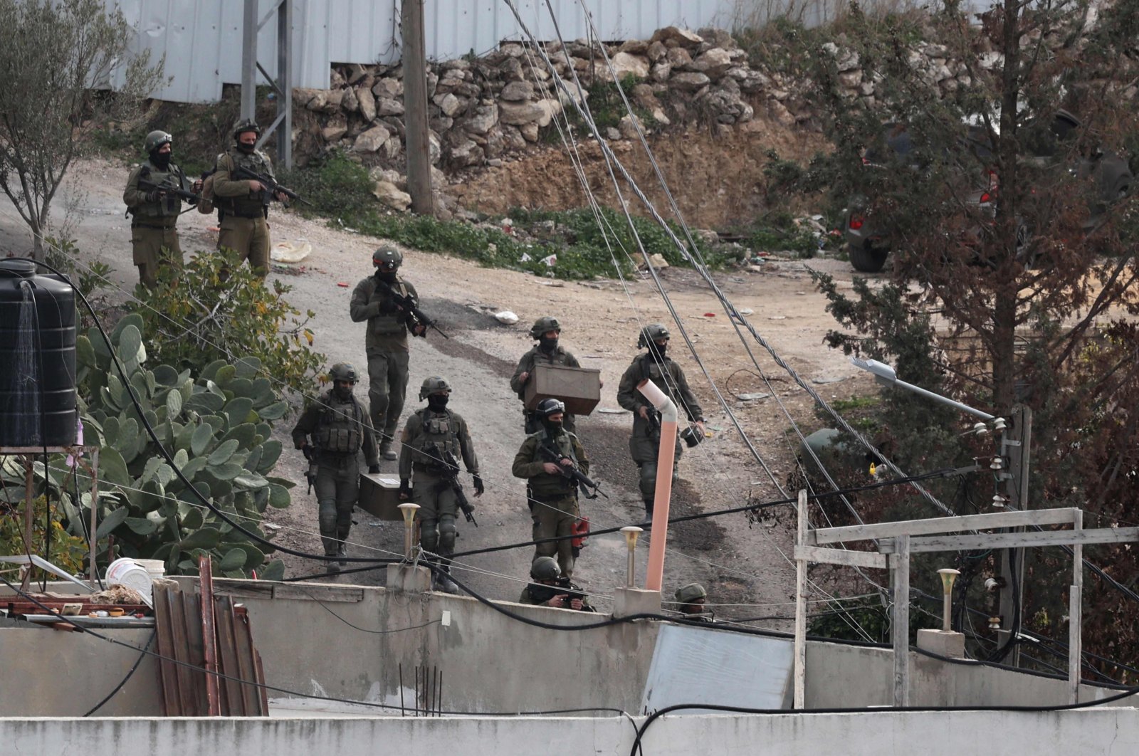 Israeli soldiers are pictured in the Palestinian village of Kafr Dan in Jenin, in the occupied West Bank, Jan. 2, 2023. (AFP Photo)