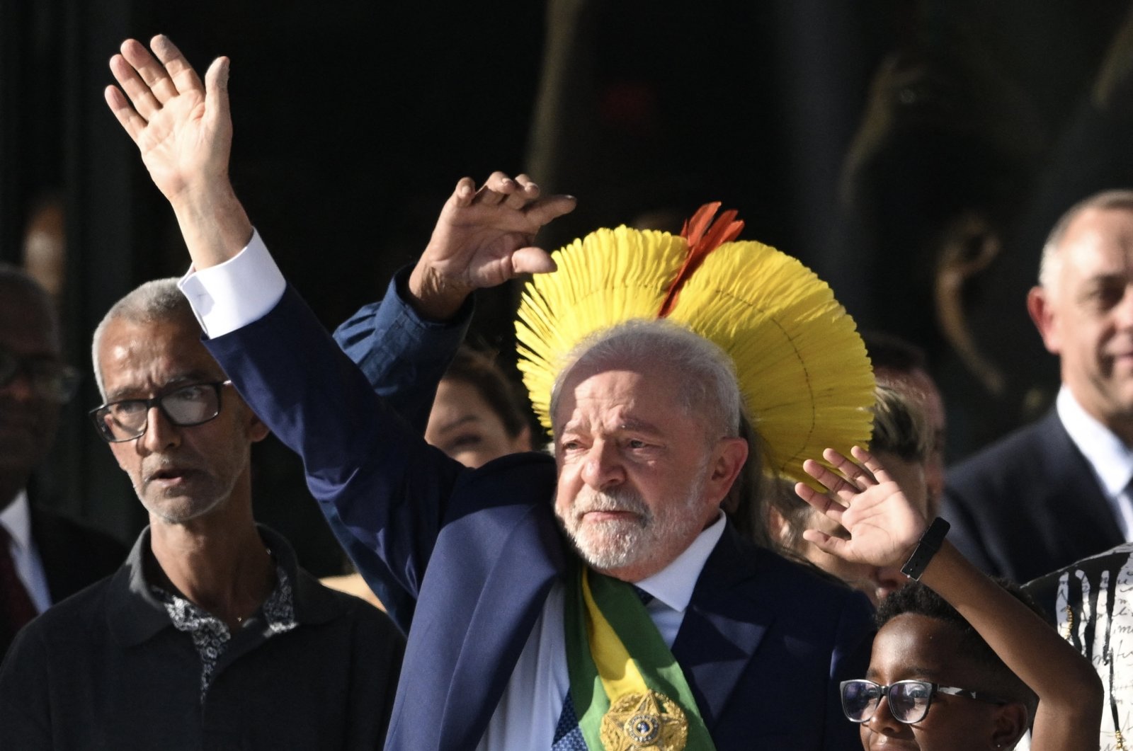 Brazil&#039;s new President Luiz Inacio Lula da Silva waves at supporters after his inauguration, Brasilia, Brazil, Jan. 1, 2023. (AFP Photo)