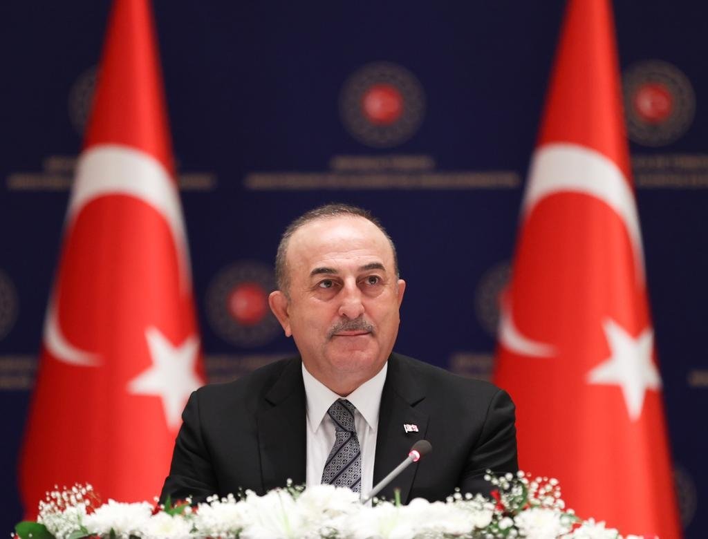 Foreign Minister Mevlüt Çavuşoğlu speaks at a year-end meeting with reporters in Ankara, Dec. 31, 2022. (DHA Photo)