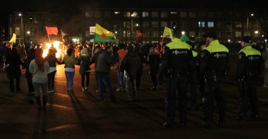 PKK supporters stage a rally in The Hague, Netherlands, March 22, 2017. (AA Photo)