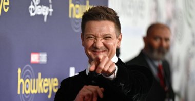 Jeremy Renner arrives for the premiere of Marvel Studios&#039; television miniseries &quot;Hawkeye&quot; at the El Capitan Theatre in Los Angeles, U.S., Nov. 17, 2021. (AFP Photo)