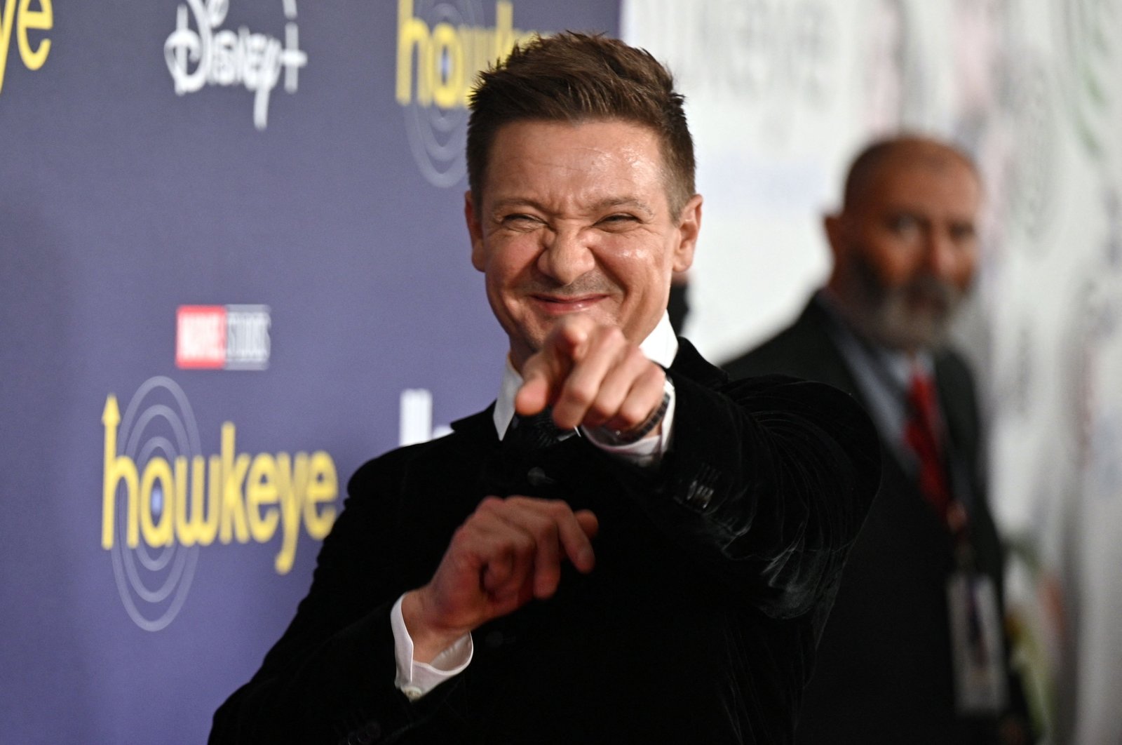 Jeremy Renner arrives for the premiere of Marvel Studios&#039; television miniseries &quot;Hawkeye&quot; at the El Capitan Theatre in Los Angeles, U.S., Nov. 17, 2021. (AFP Photo)