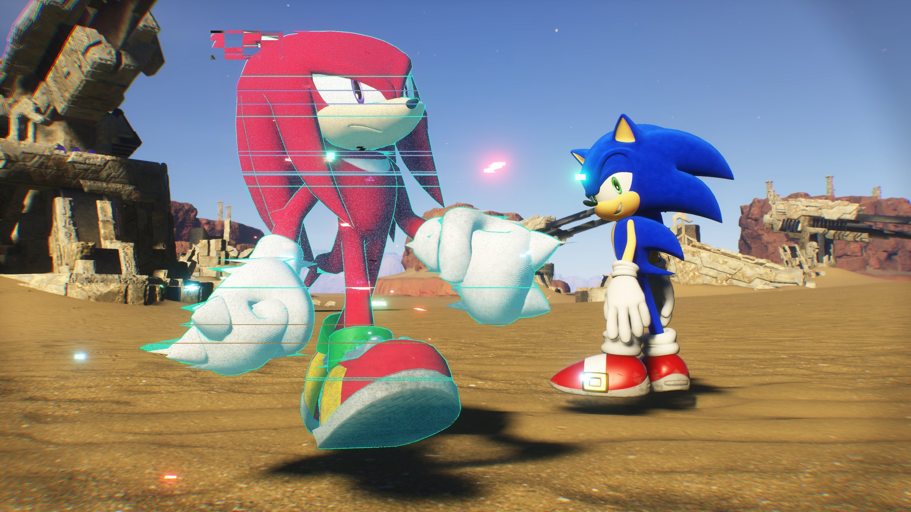 Knuckles (kiri), salah satu sekutu rival Sonic, terjebak di dunia maya.  (Foto dpa)