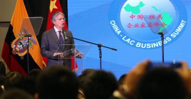 Ecuador's President Guillermo Lasso participates in the inauguration of the China-LAC Business Summit 2022 in Guayaquil, Ecuador, Dec. 14, 2022. (EPA Photo)