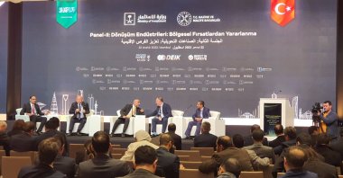Speakers are seen during a panel on investment opportunities within the scope of the Turkish-Saudi Business and Investment Forum, in Istanbul, Türkiye, Dec. 22, 2022. (Photo by Mohamad Alhoussain)