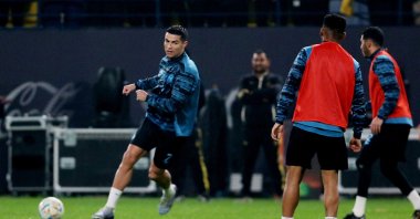 New Al Nassr signing Cristiano Ronaldo during training with teammates at the Mrsool Park, Riyadh, Saudi Arabia, Jan. 3, 2023. (Reuters Photo)