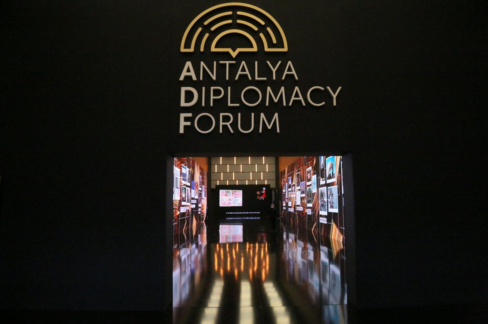 The logo of the Antalya Diplomacy Forum in Antalya, Turkey, March 10, 2022. (DHA Photo)