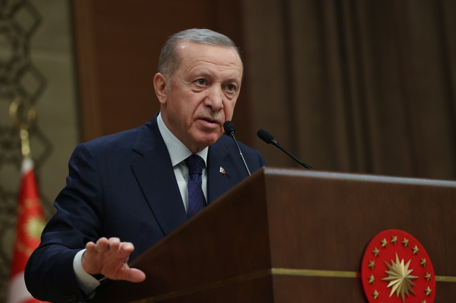 President Recep Tayyip Erdoğan speaks at the media awards ceremony in Ankara, Türkiye, Jan. 4, 2023. (AA Photo)