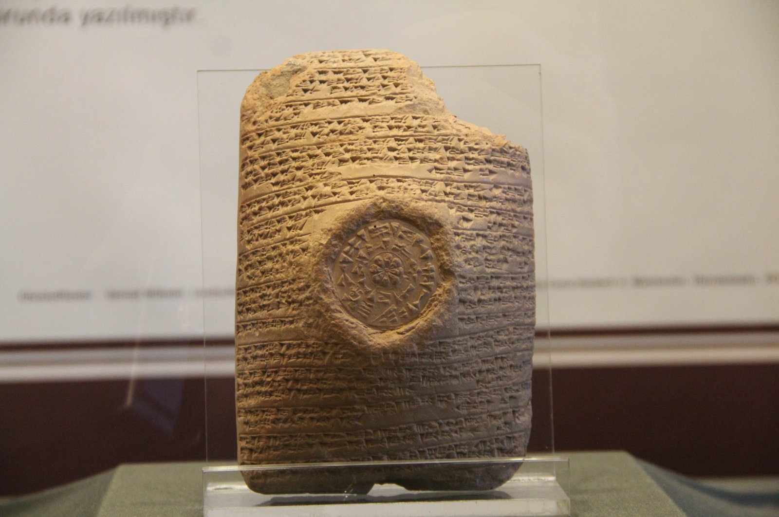 One of the clay tablets displayed in the museum, Çorum, Türkiye, Jan. 4, 2023. (IHA Photo)